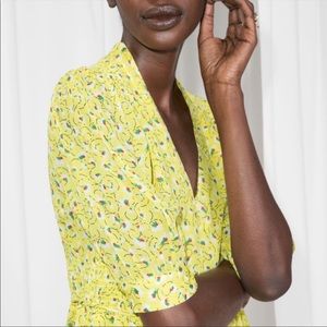 &other stories fit and flare yellow dress